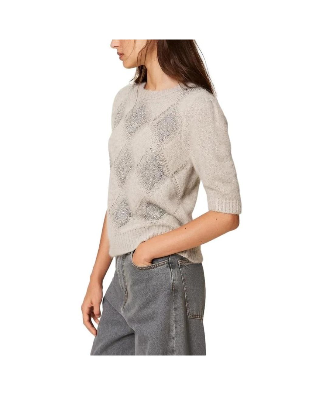 Twinset Gray Round-Neck Knitwear