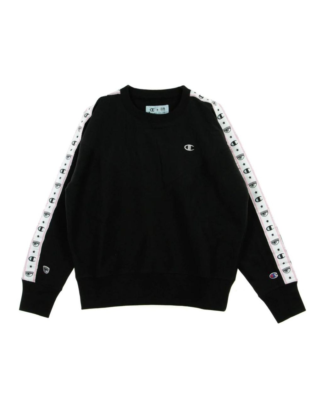Champion Black Short Crewneck Lightweight Sweatshirt Crewneck Sweat X Chiara Ferragni Kk001 Nbk