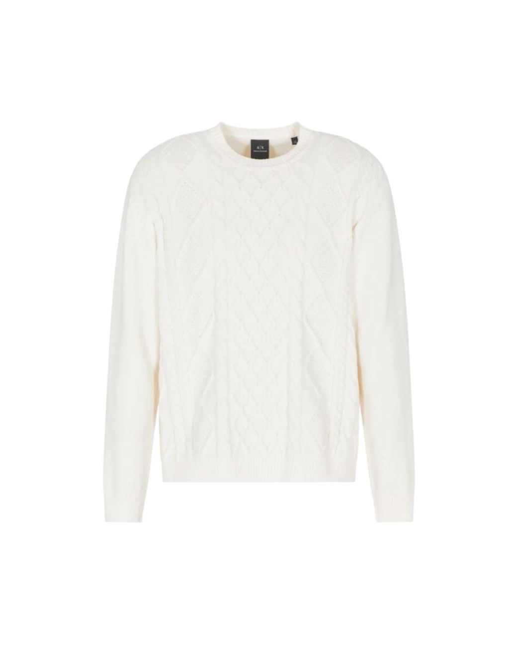 ARMANI EXCHANGE White Round-Neck Knitwear for men