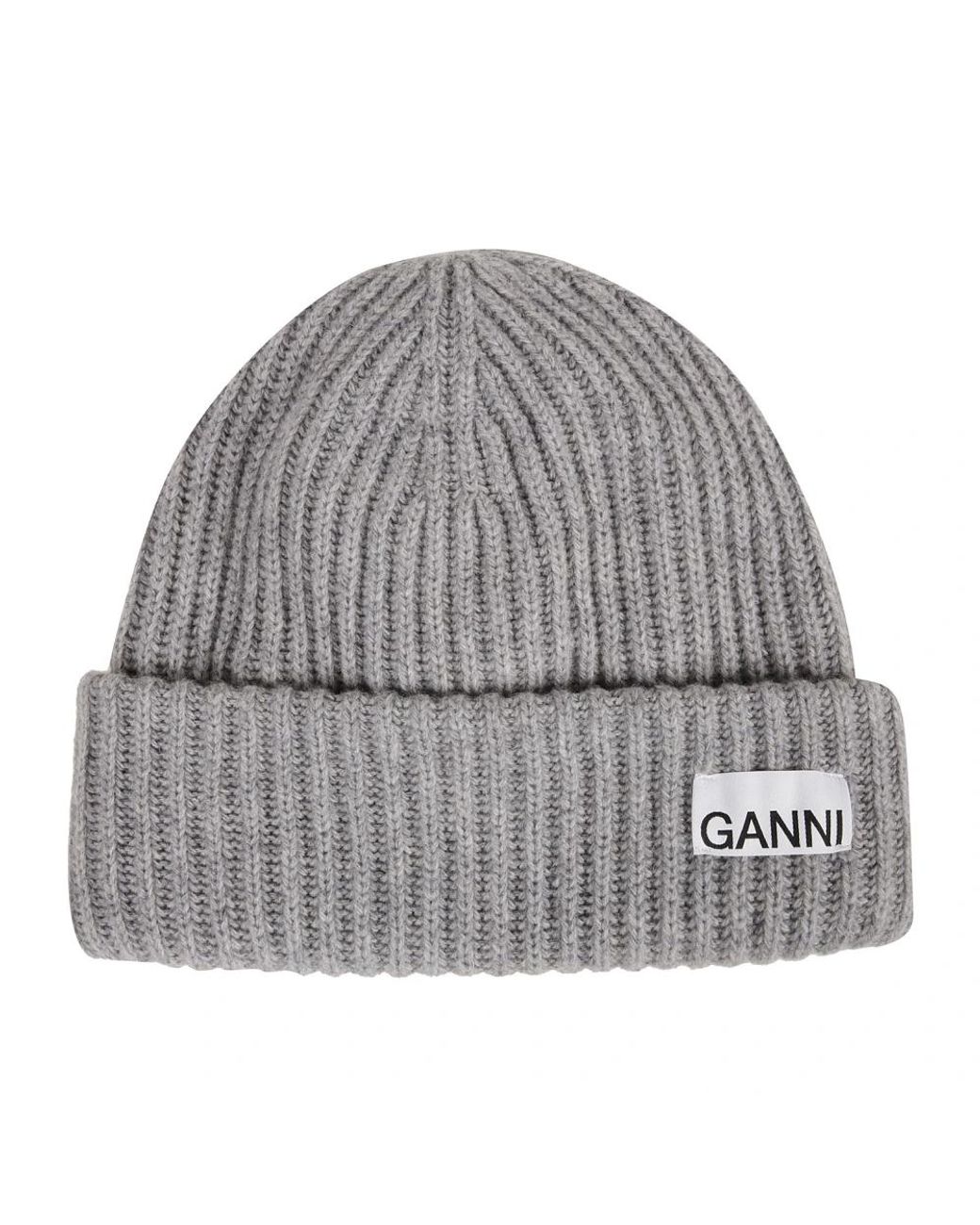 Ganni Geribbelde Beanie Muts in het Gray