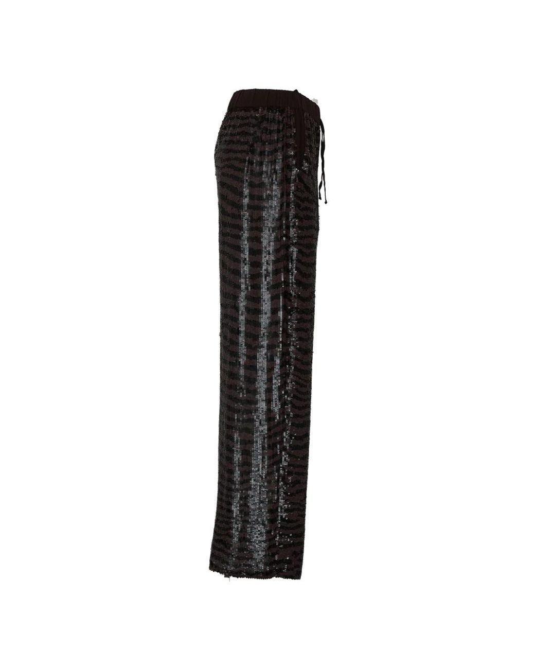 P.A.R.O.S.H. Black Zebra Full Sequin Overlay Drawstring Pants