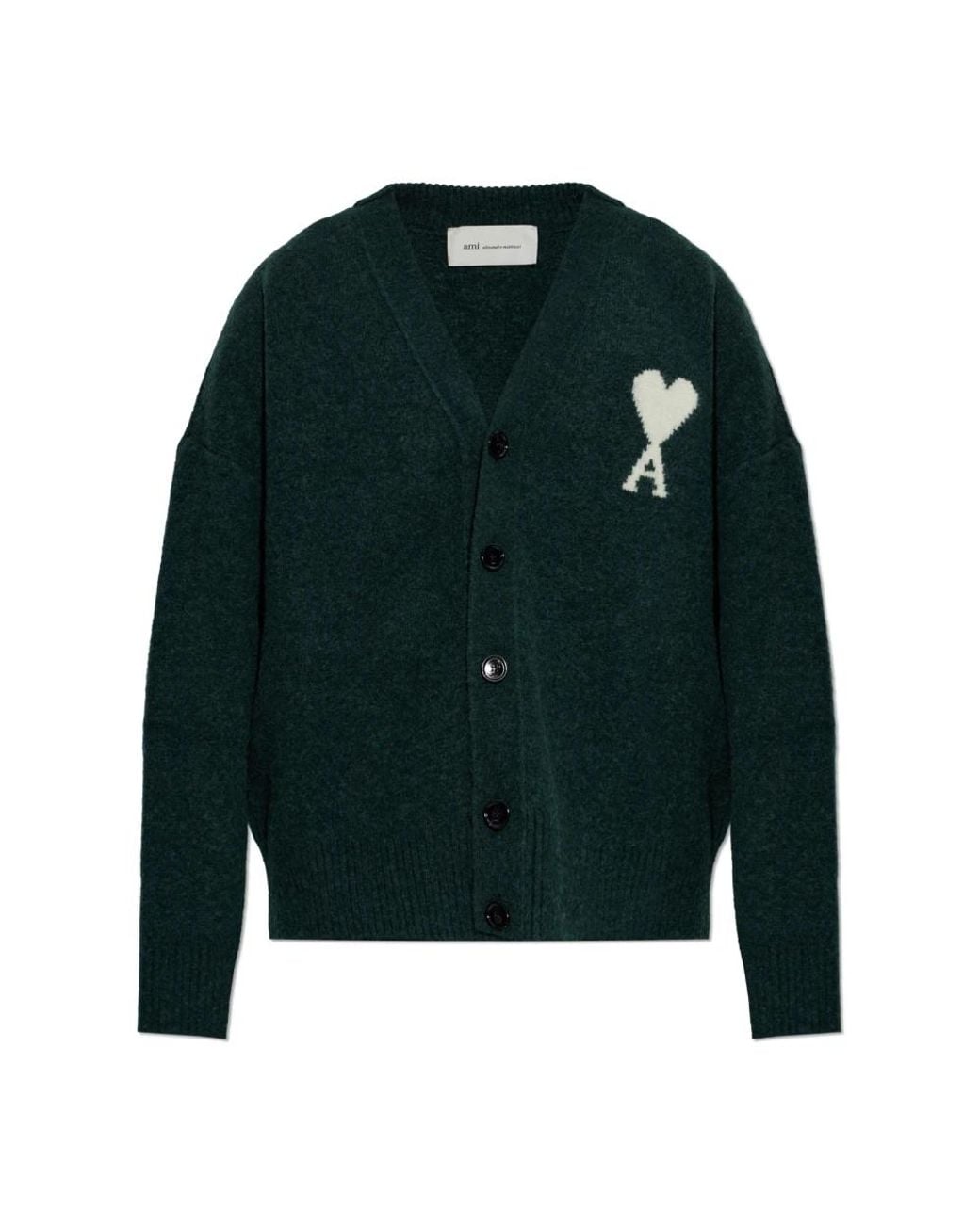 AMI Logo Cardigan in het Green voor heren