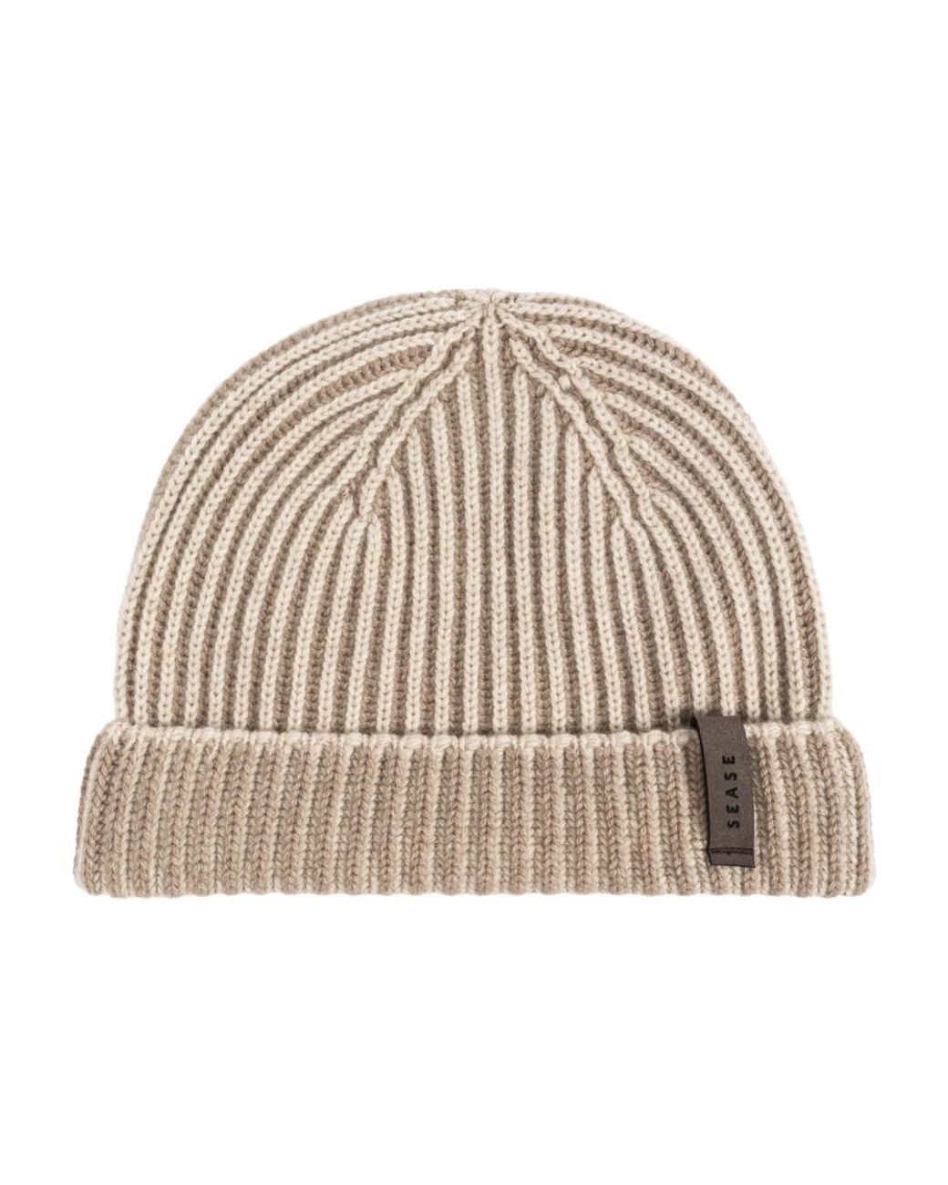 Sease Gerippte Kaschmir-Beanie in Natural für Herren