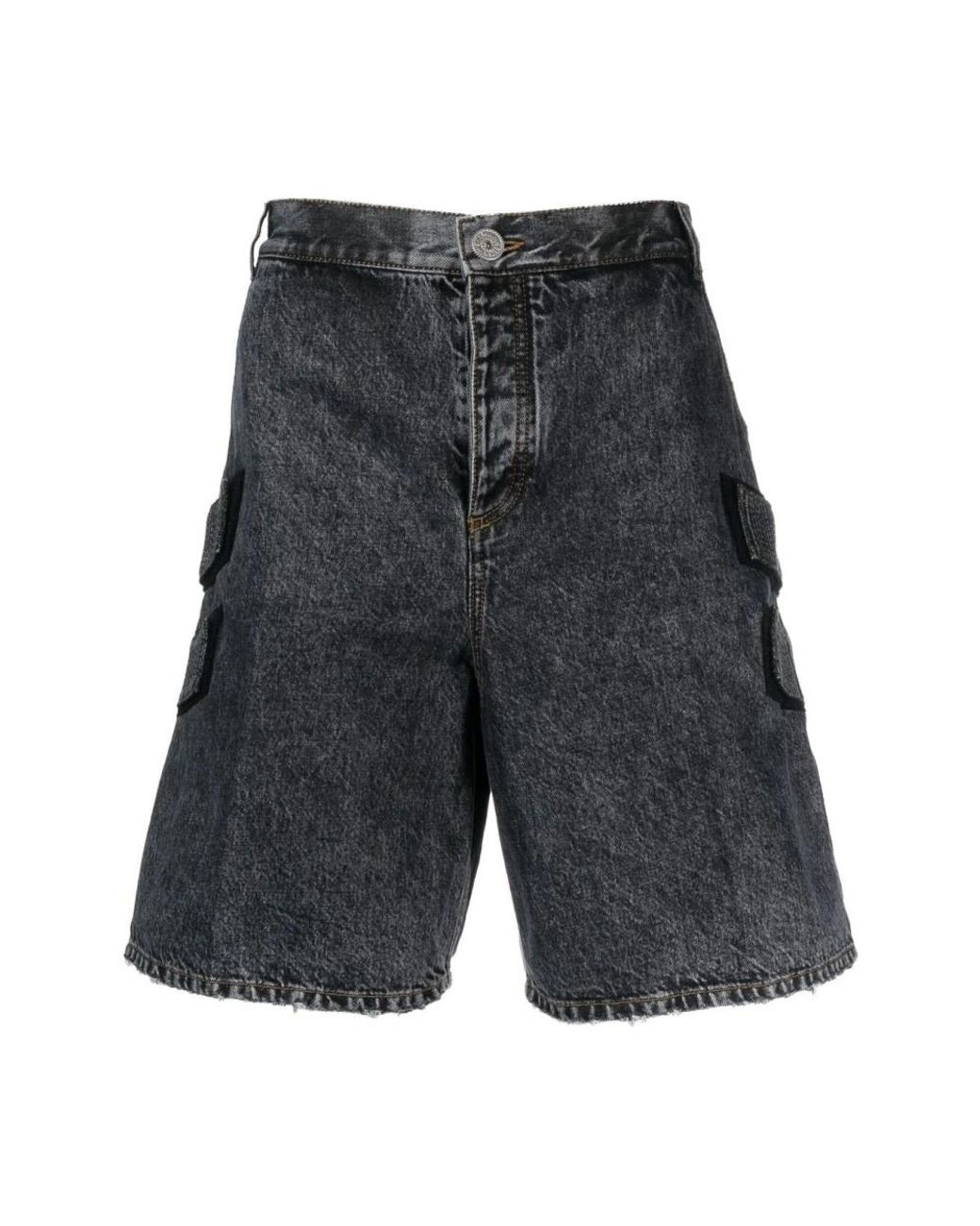 Balmain Gray Denim Shorts for men