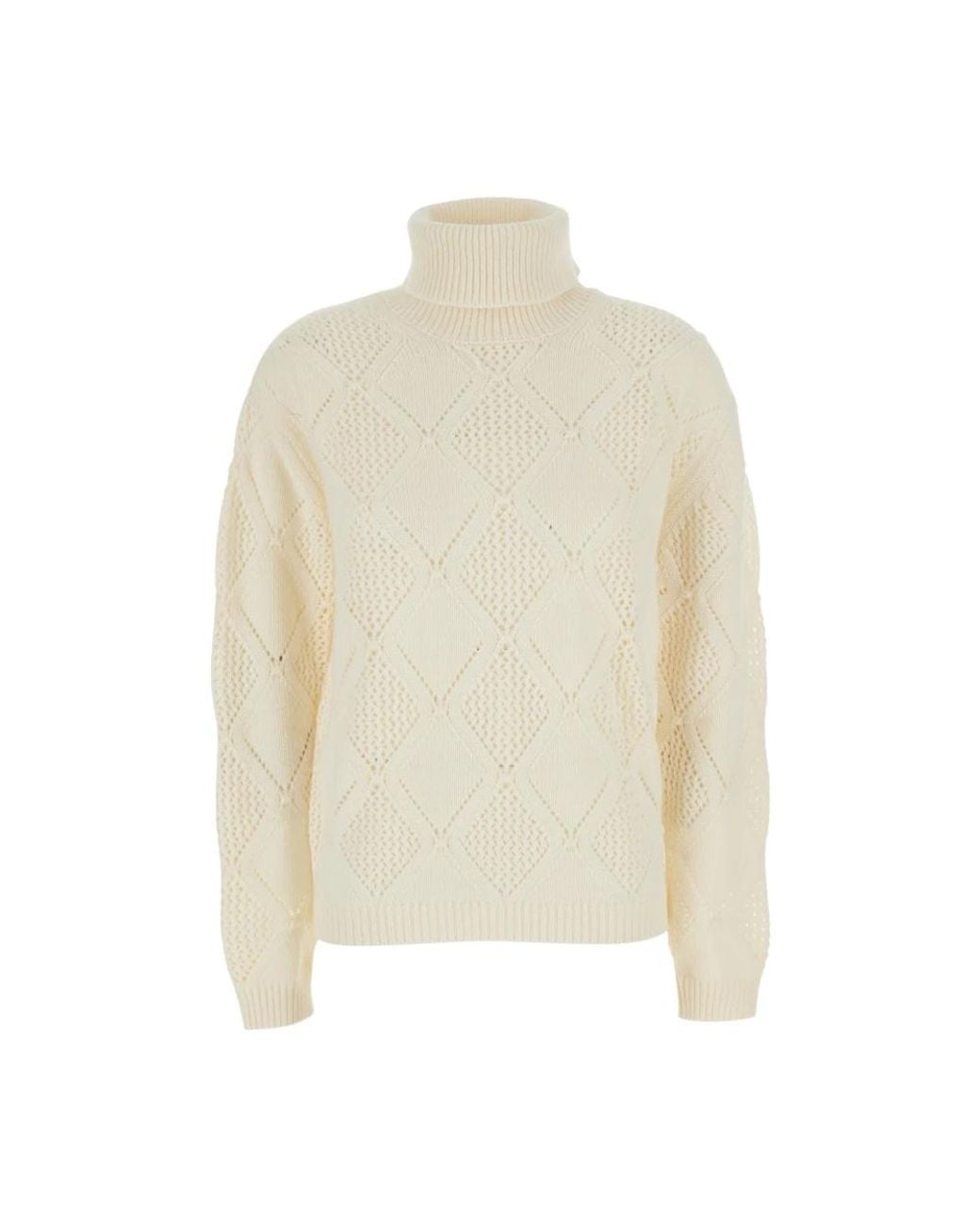 Semicouture Top Met Hoge Hals En Lange Mouwen in het White