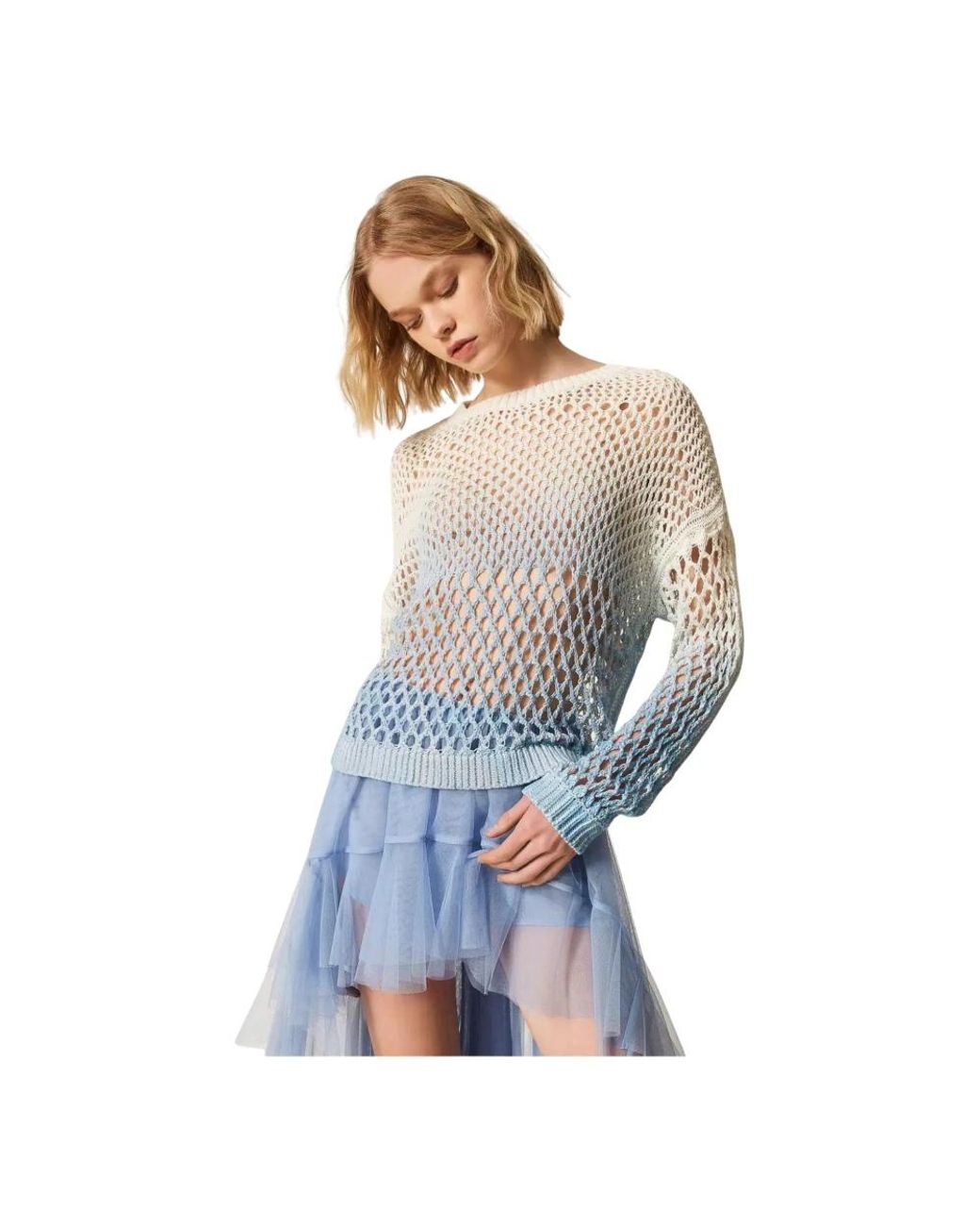 Twinset Blue Round-Neck Knitwear