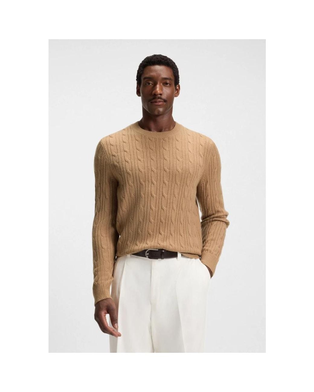 Boss Brown Round-Neck Knitwear for men