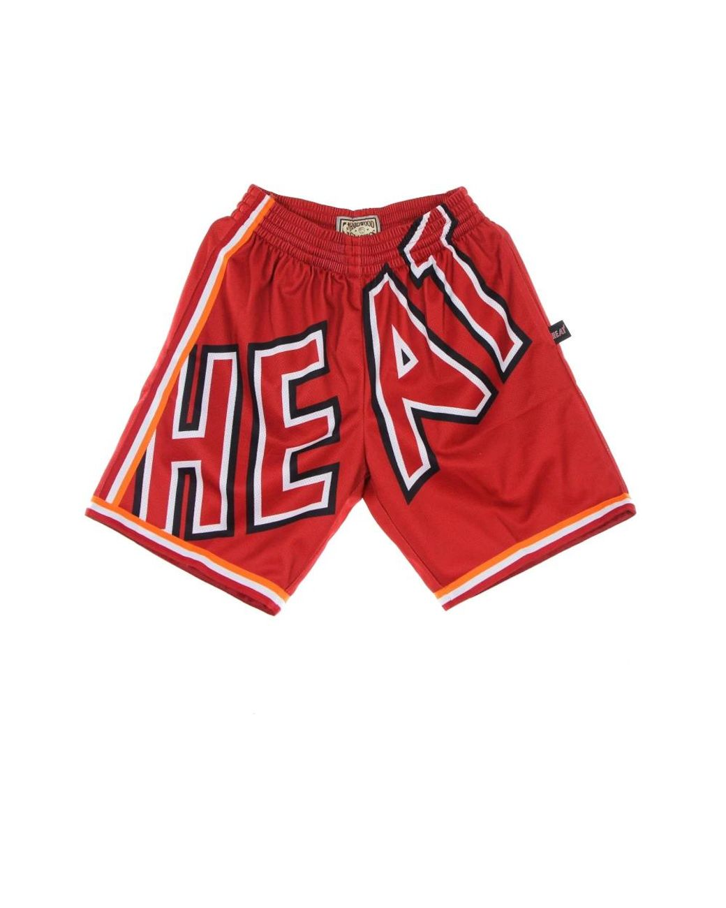 Mitchell & Ness Fitness ,Rood ,Polyester Miami Heat Basketball Shorts Hardwood Classics in het Red voor heren
