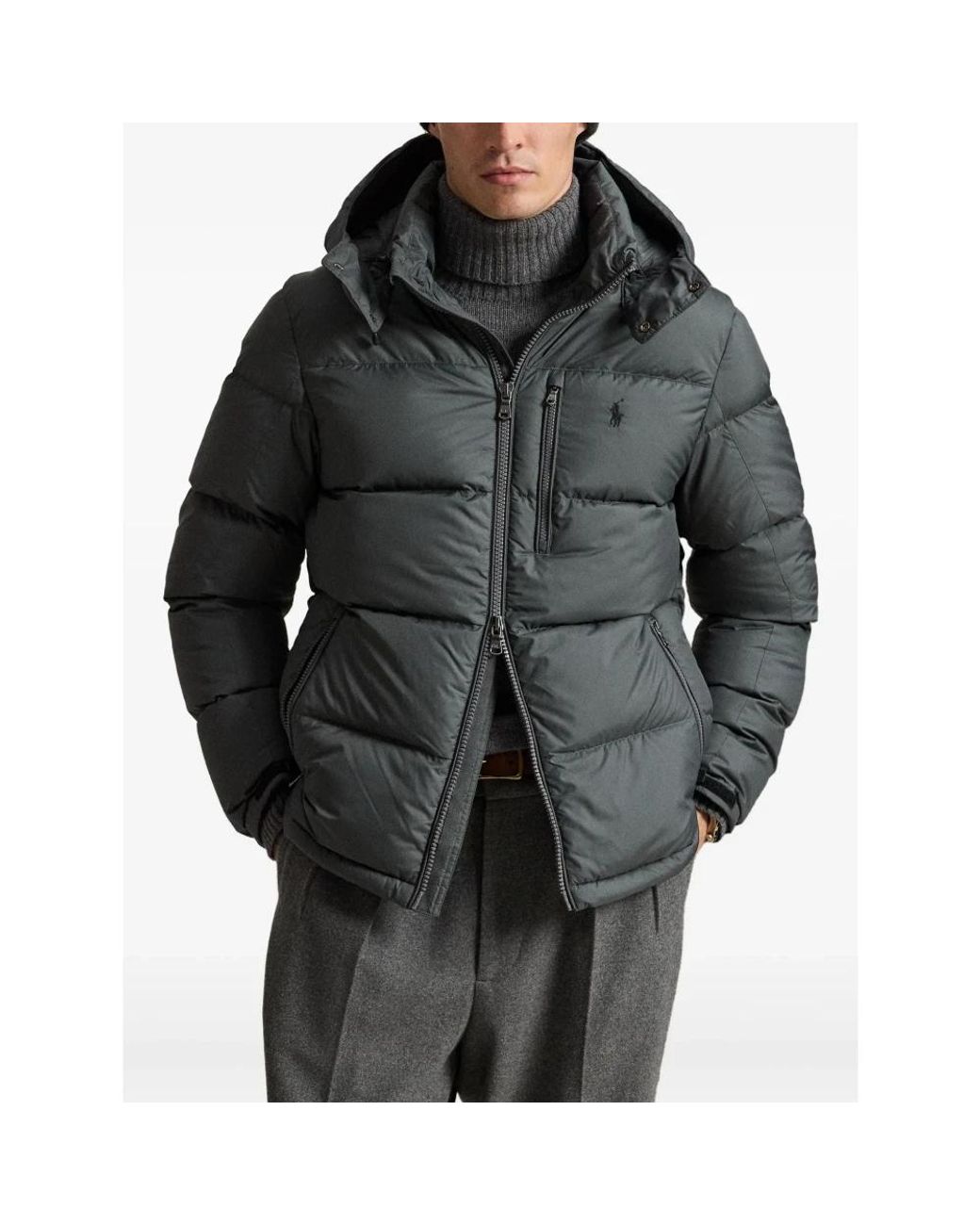 Polo Ralph Lauren Black Ralph Lauren Quilted Puffer Hooded Jacket for men