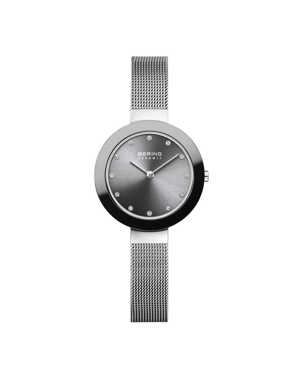 Bering Accessoires ,Grijs Keramisch Horloge 29 Mm Milanese Armband 11429-389 in het Gray