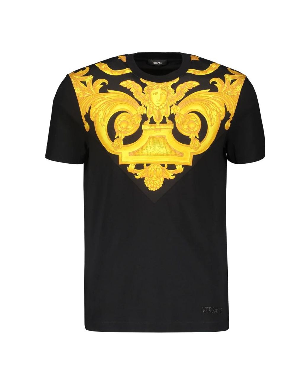 Versace Tops ,Zwart ,Katoen Geribbelde Katoenen T-Shirt Met Print Op De Voorkant in het Black voor heren