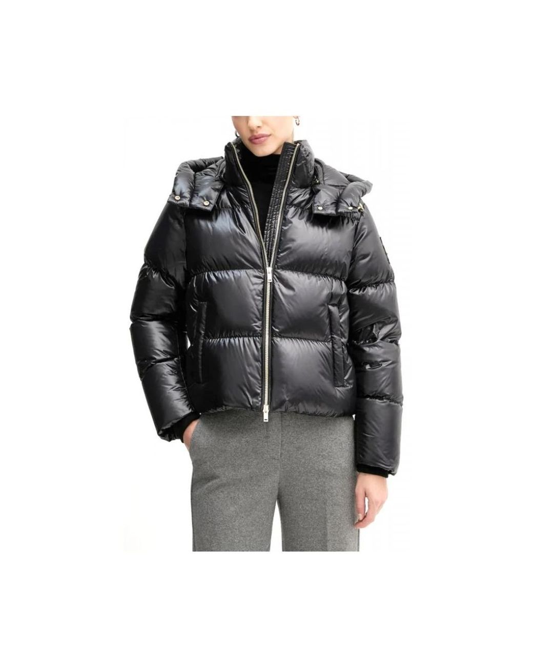 Moose Knuckles Jassen ,Zwart ,Nylon Moonstone Puffer Jacket in het Black