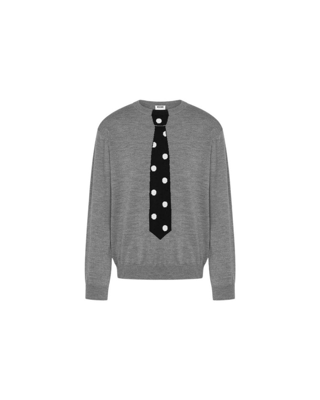 Moschino Gray Round-Neck Knitwear for men