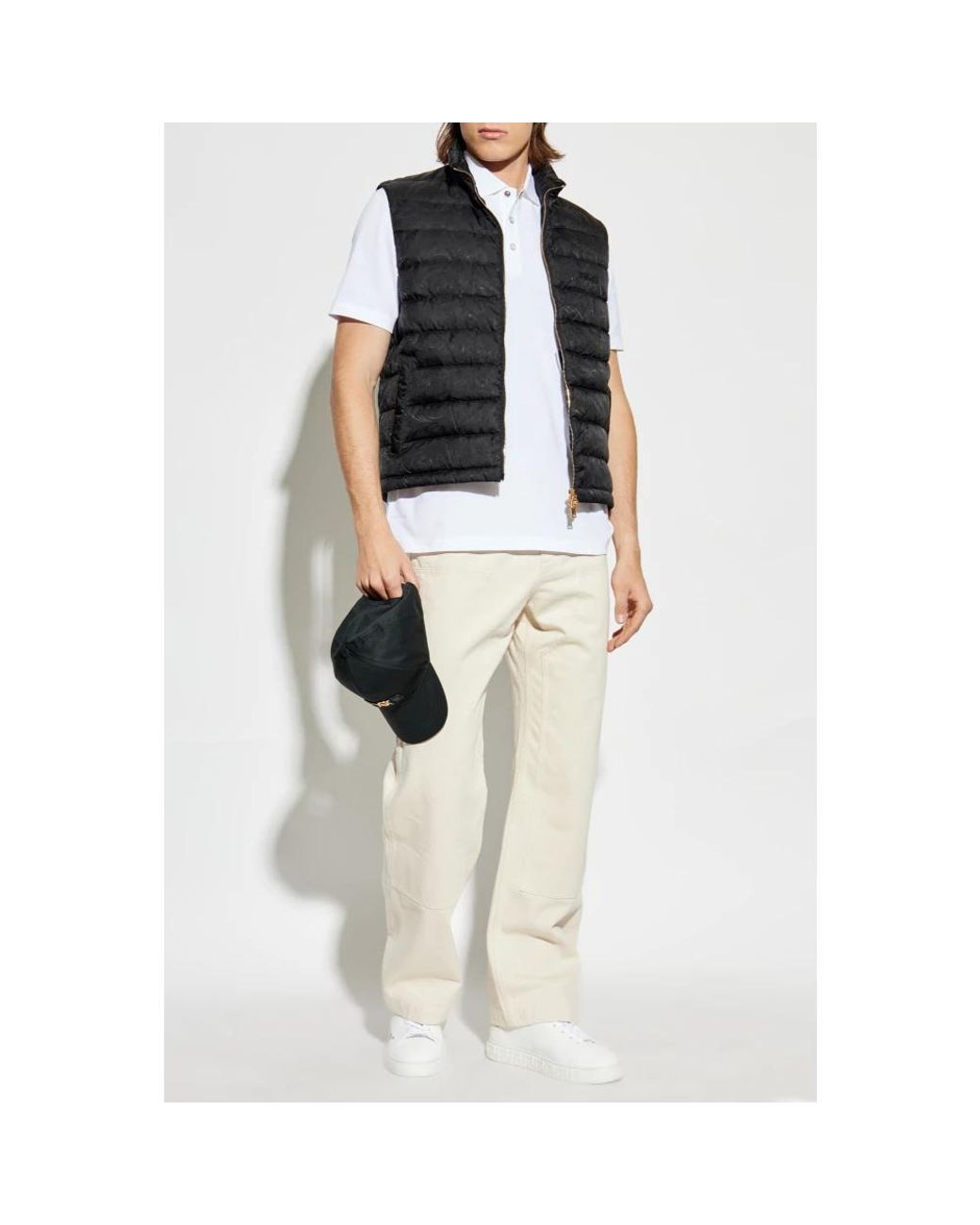Versace Jassen ,Zwart ,Donzen Bodywarmer Met Opstaande Kraag in het Black voor heren
