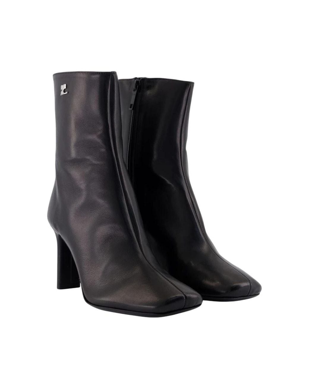Courreges Black Square Toe 80 Ankle Boots