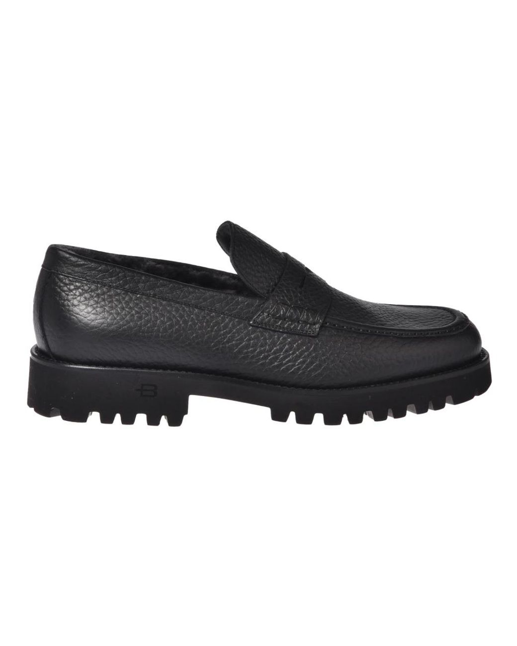 Baldinini Men\'s Textured Black Loafers BALDININI Footwear | Black Men main image 2