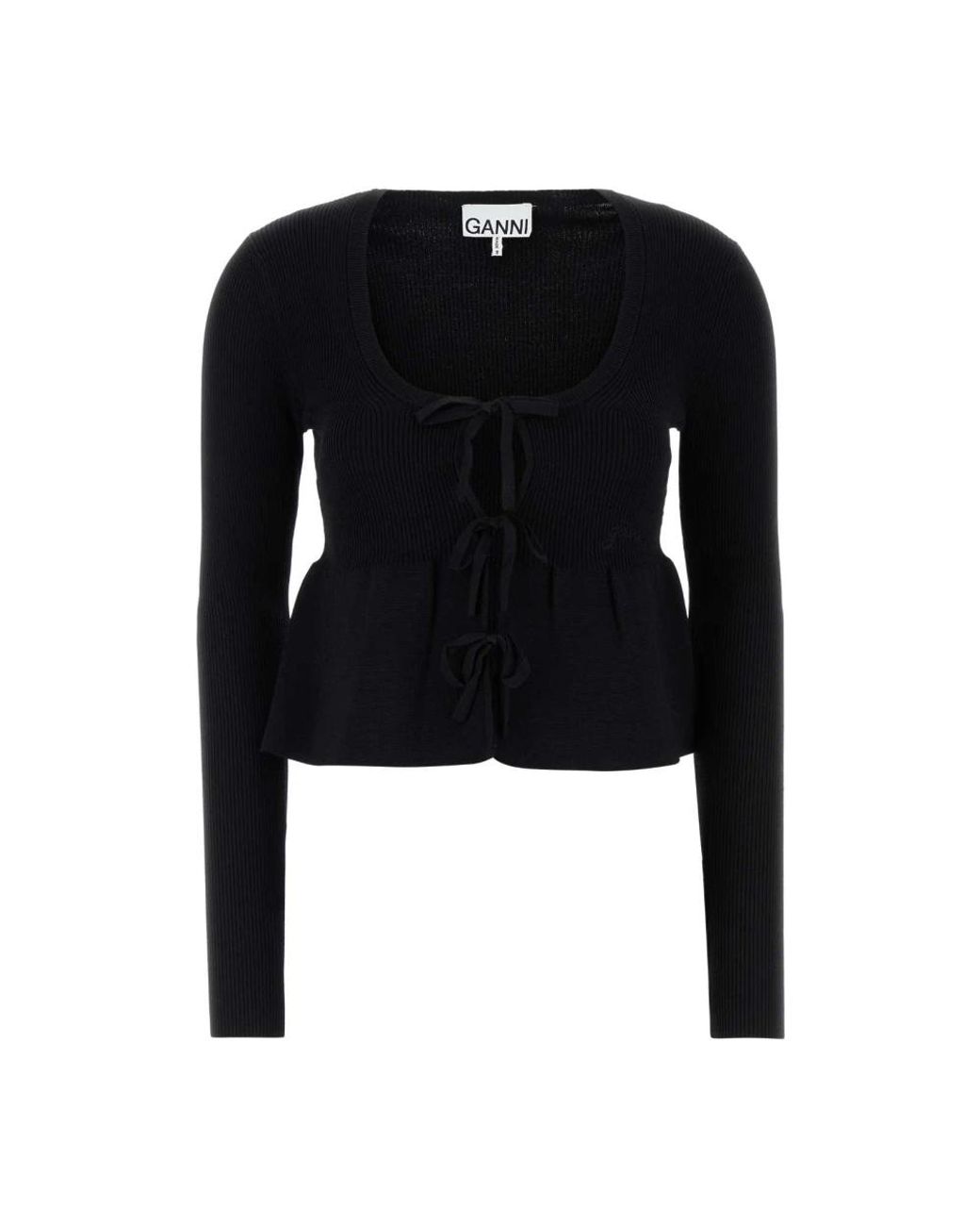 Ganni Truien & Vesten ,Zwart ,Nylon Stretch Viscose Blend Zwarte Cardigan in het Black