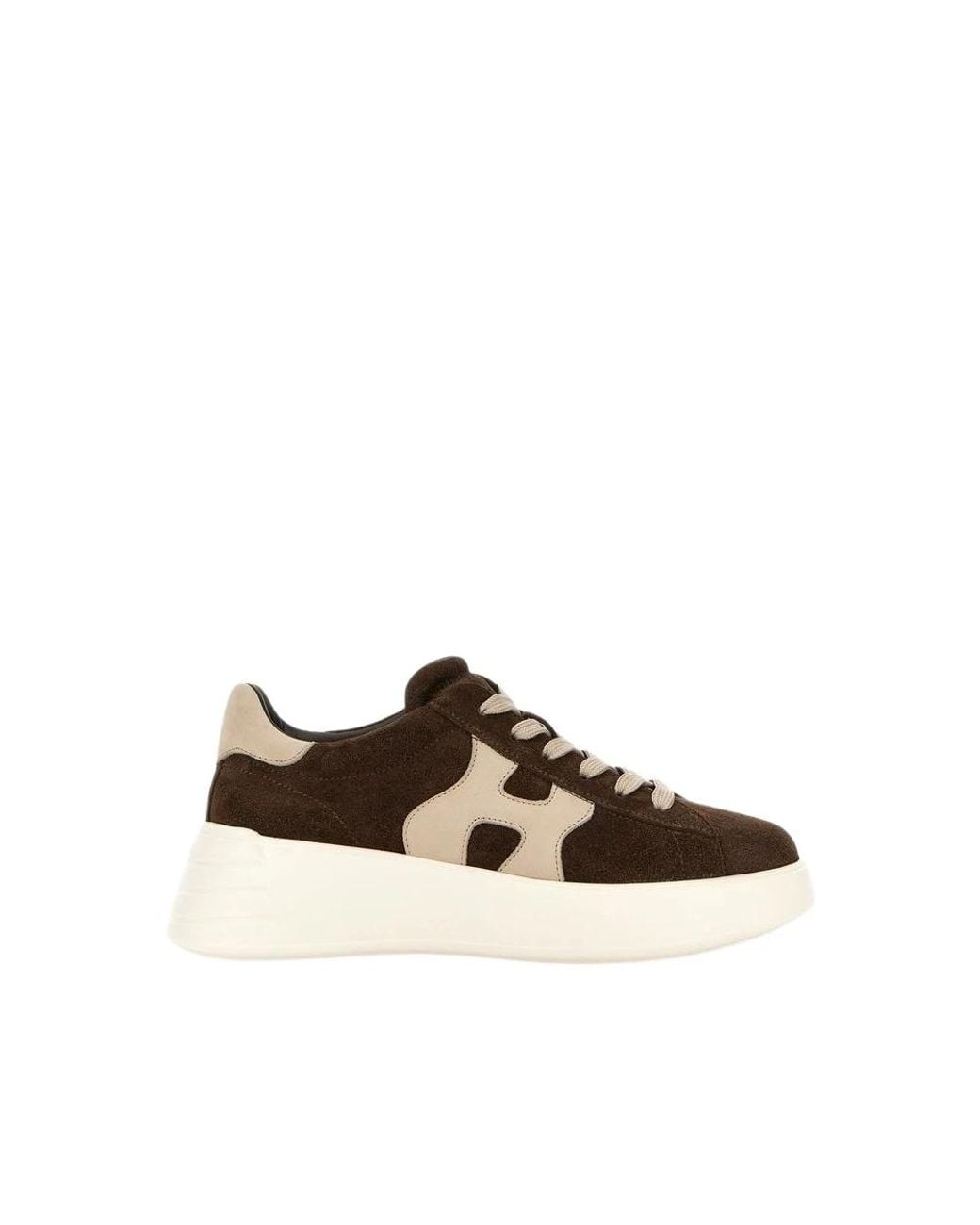 Hogan Brown Logo-Patch Platform Sneakers