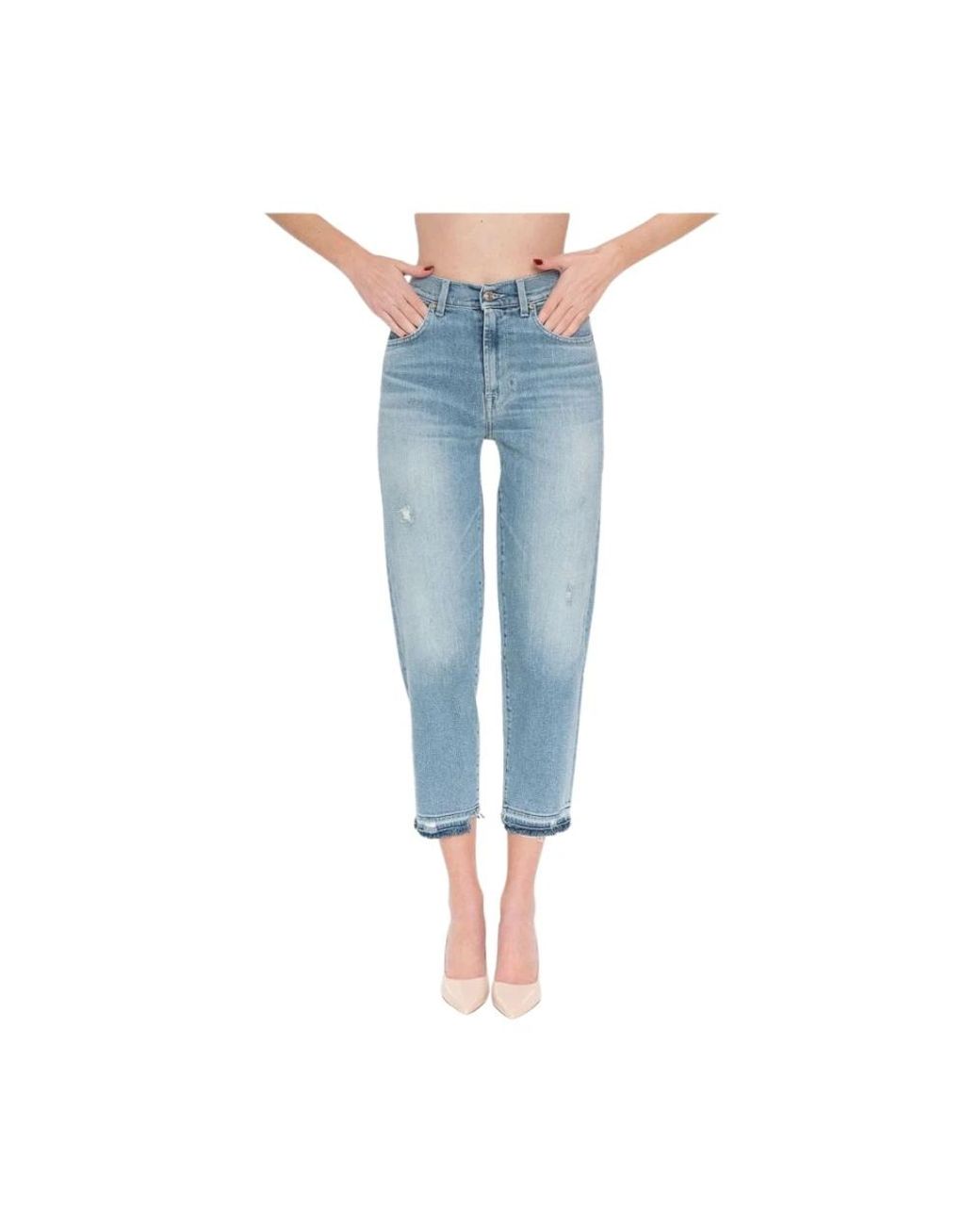 7 For All Mankind Blue Cropped Jeans