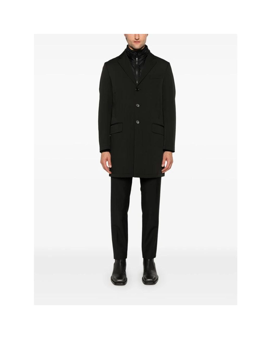 Fay Black Single-Breasted Coats for men
