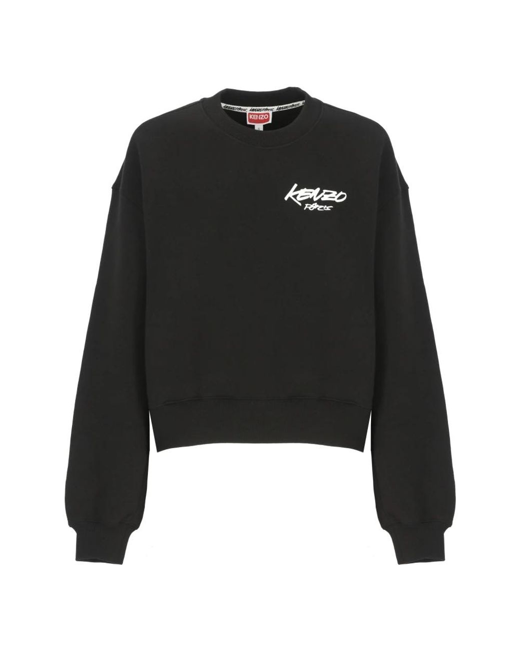 KENZO Hoodies & Sweatvesten ,Zwart ,Katoen Zwarte Katoenen Sweatshirt Ronde Hals Logo in het Black