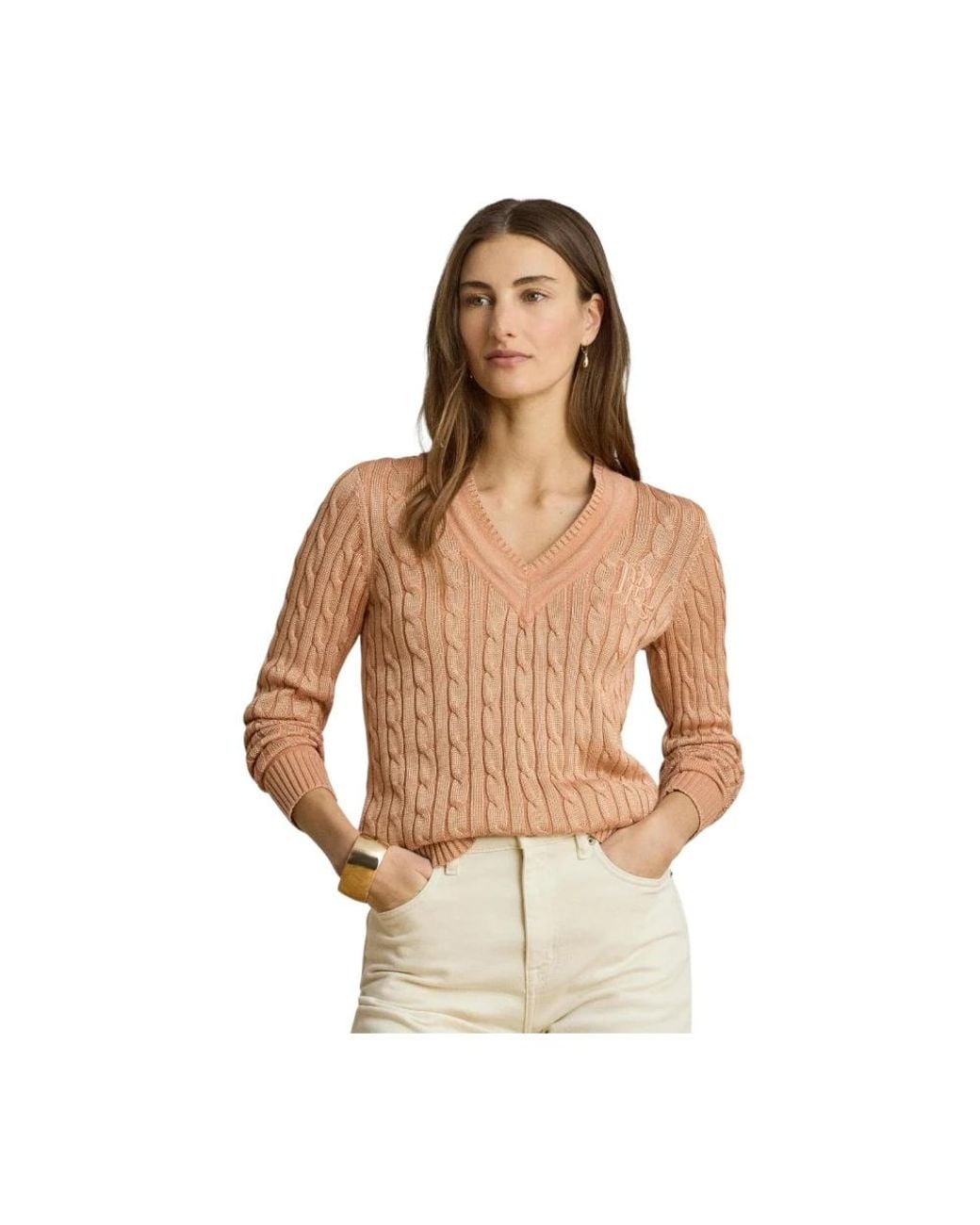 Ralph Lauren Brown V-Neck Knitwear