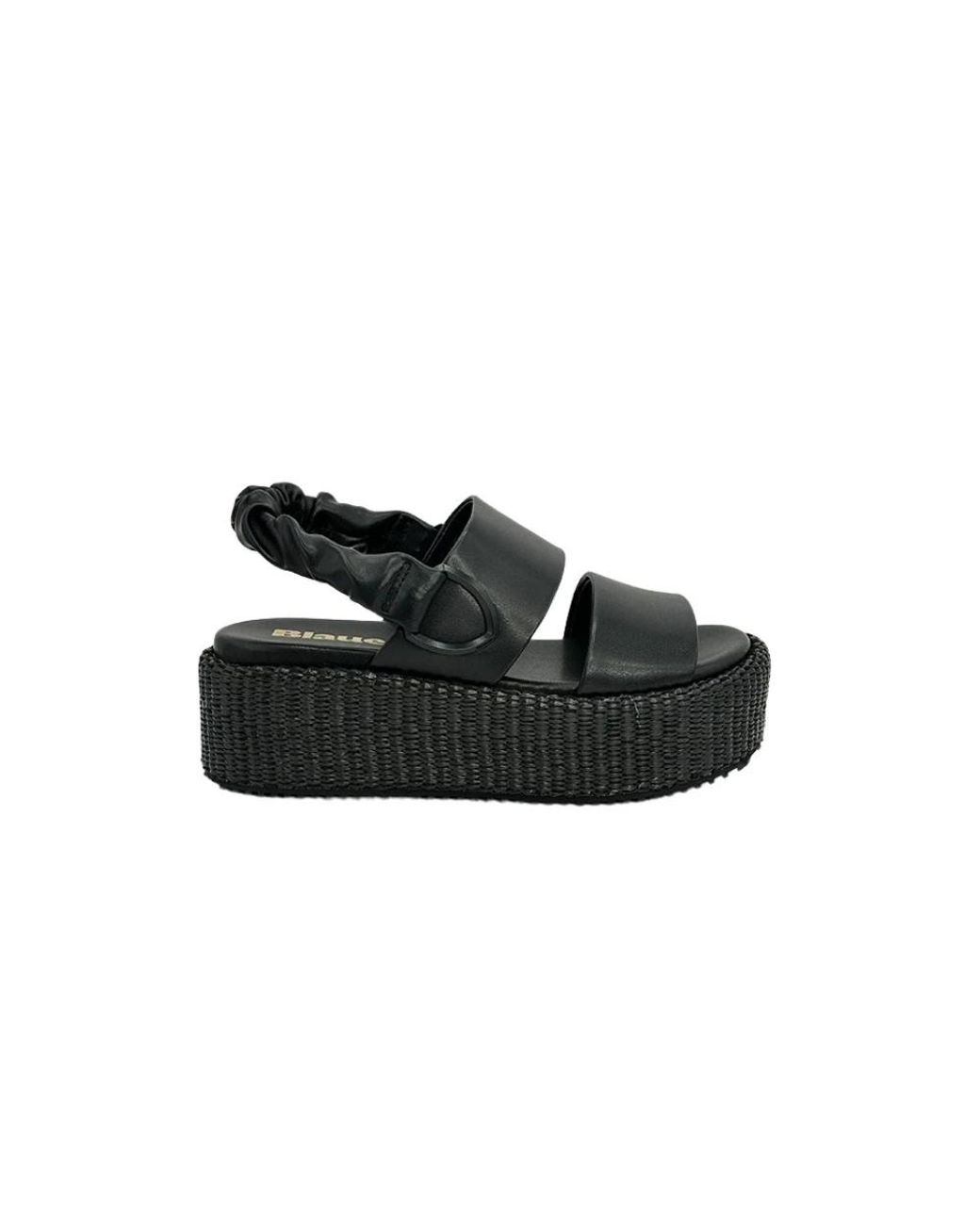 Blauer Black Schwarze Opal Sandale Mit Elastischem Absatz