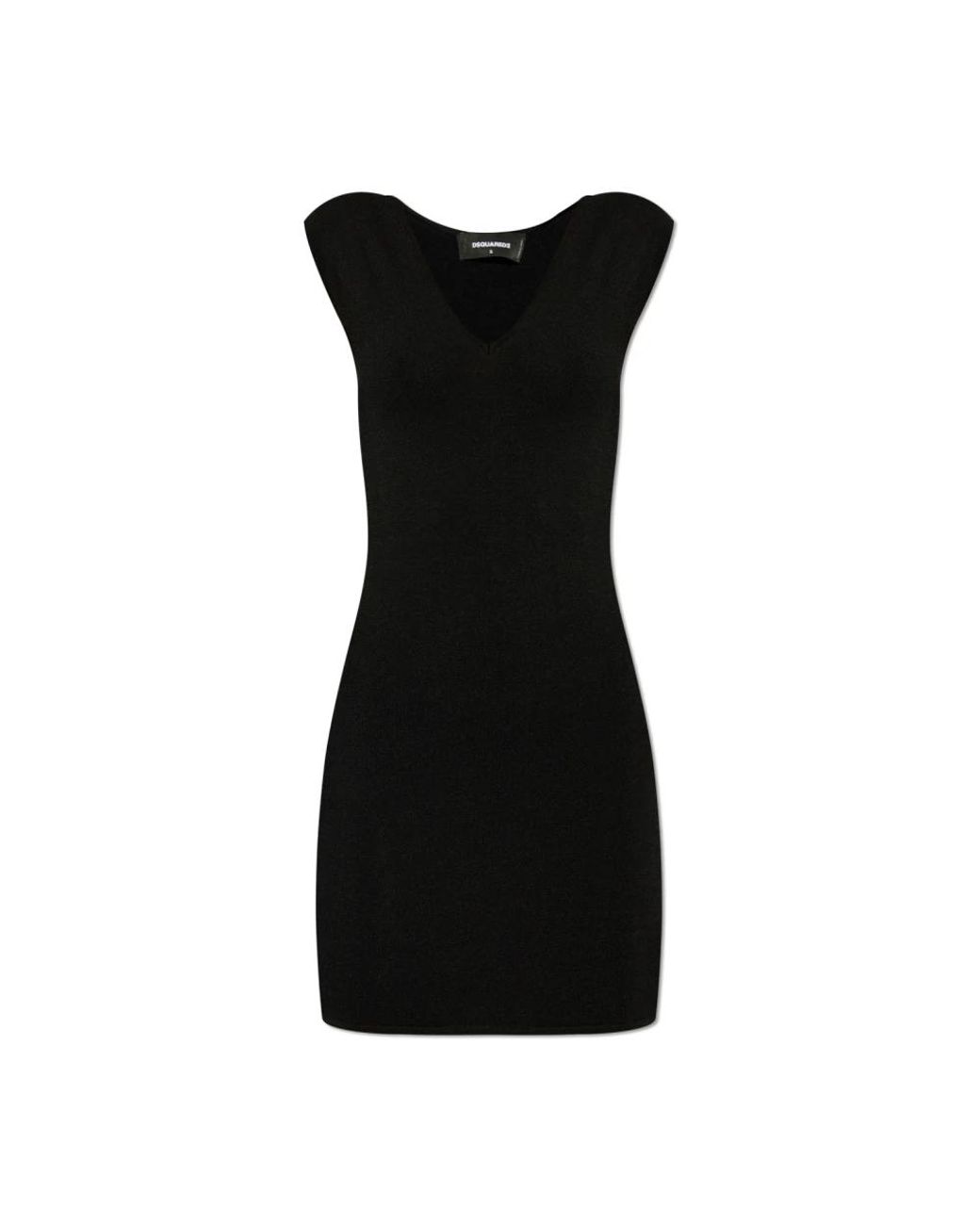 DSquared² Kleedjes ,Zwart ,Polyester V-Hals Jurk in het Black