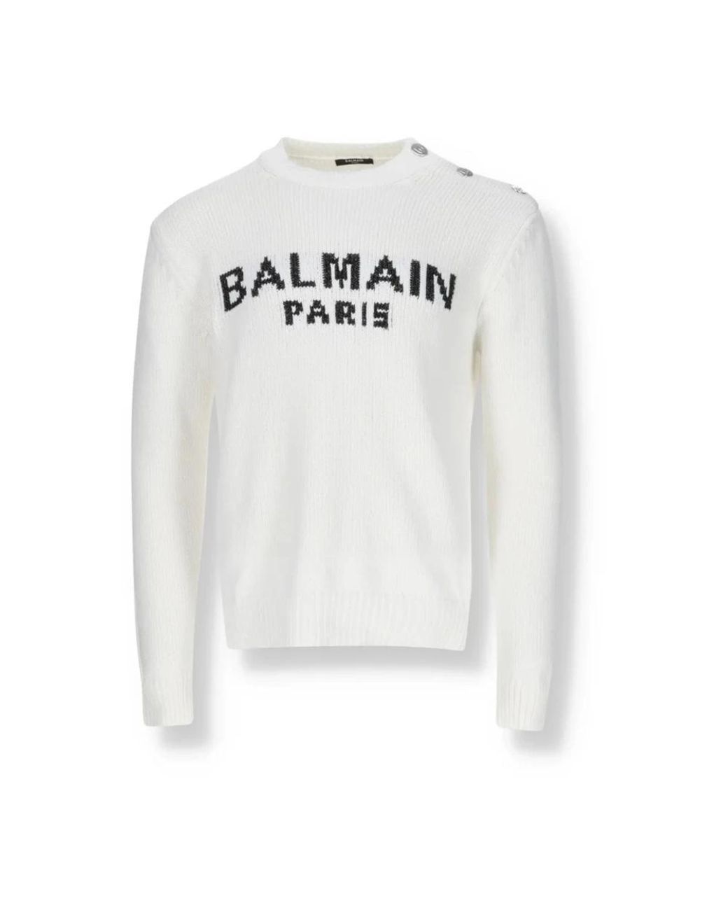 Balmain Cotton Logo Sweater in het White voor heren
