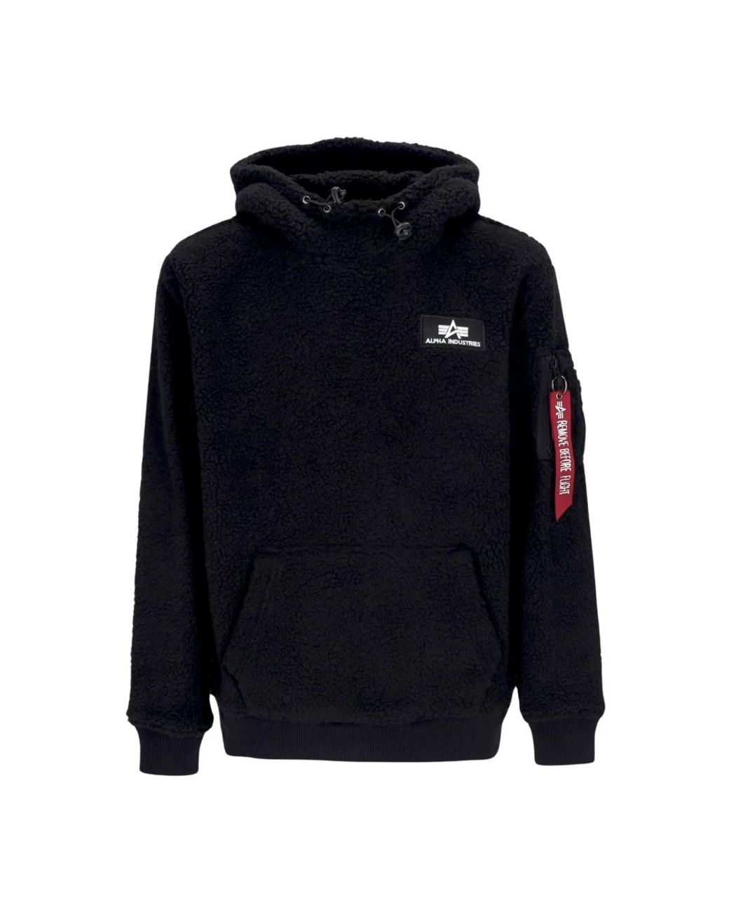Alpha Industries Hoodies & Sweatvesten ,Zwart ,Polyester Sherpa Hoodie Zwart in het Blue voor heren