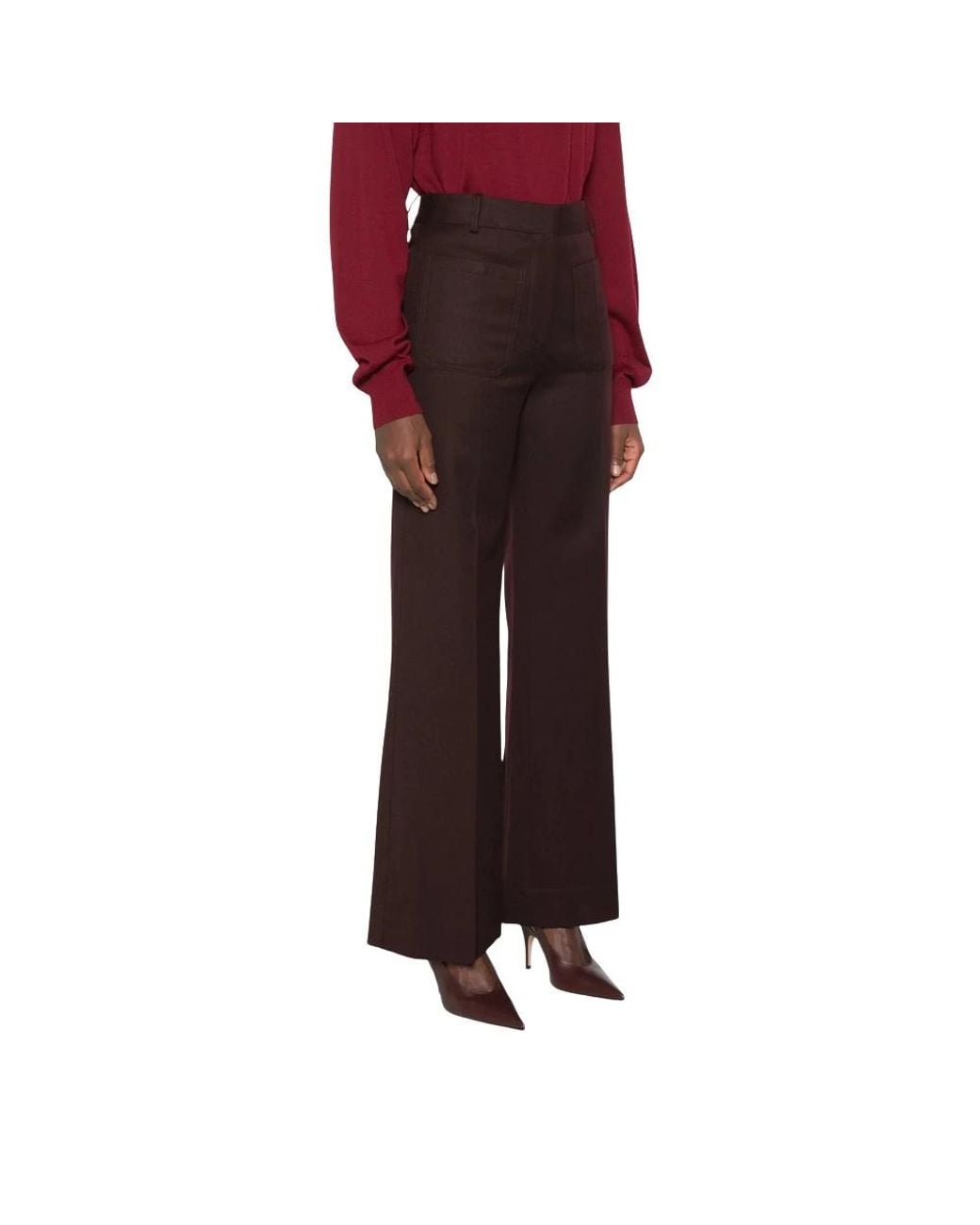 Victoria Beckham Red Wide Trousers