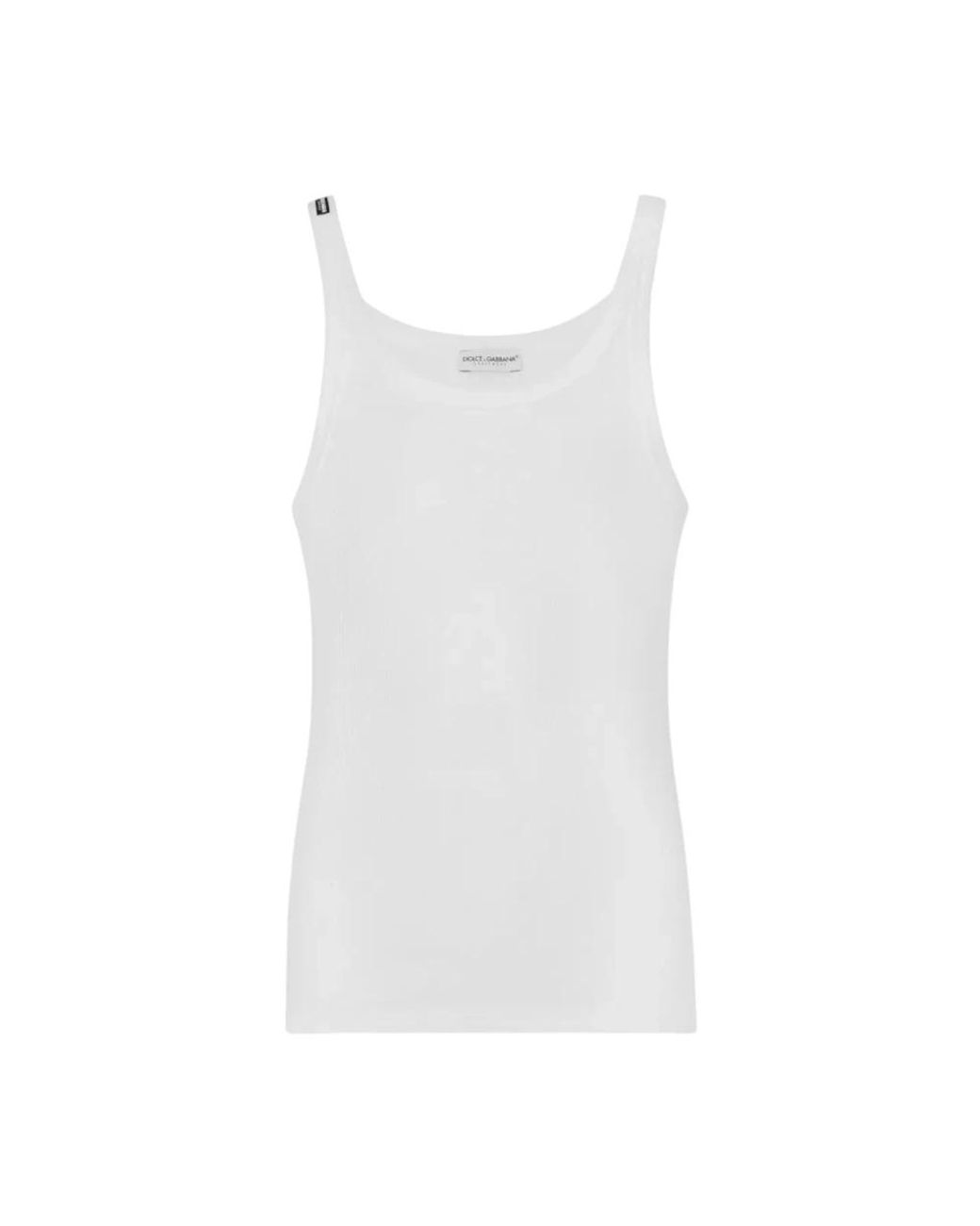 Dolce & Gabbana Witte Geribbelde Tanktop in het White voor heren