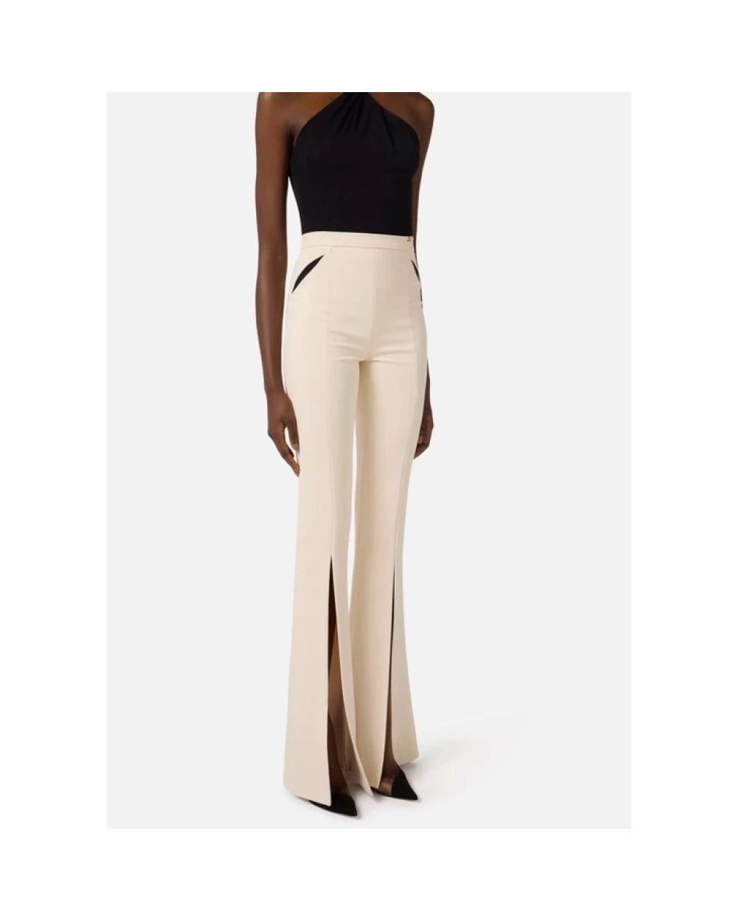 Elisabetta Franchi White Wide Trousers