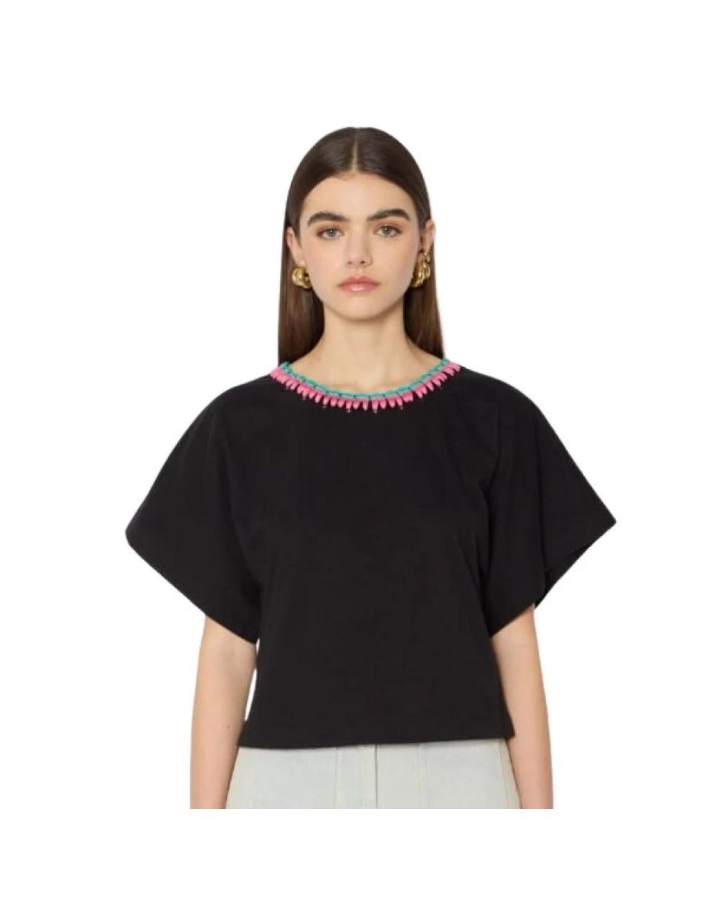 Berenice Tops ,Zwart ,Katoen Kimono Stijl Katoenen T-Shirt in het Black