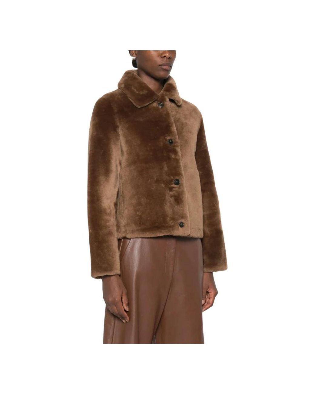 Yves Salomon Brown Faux Fur & Shearling Jackets