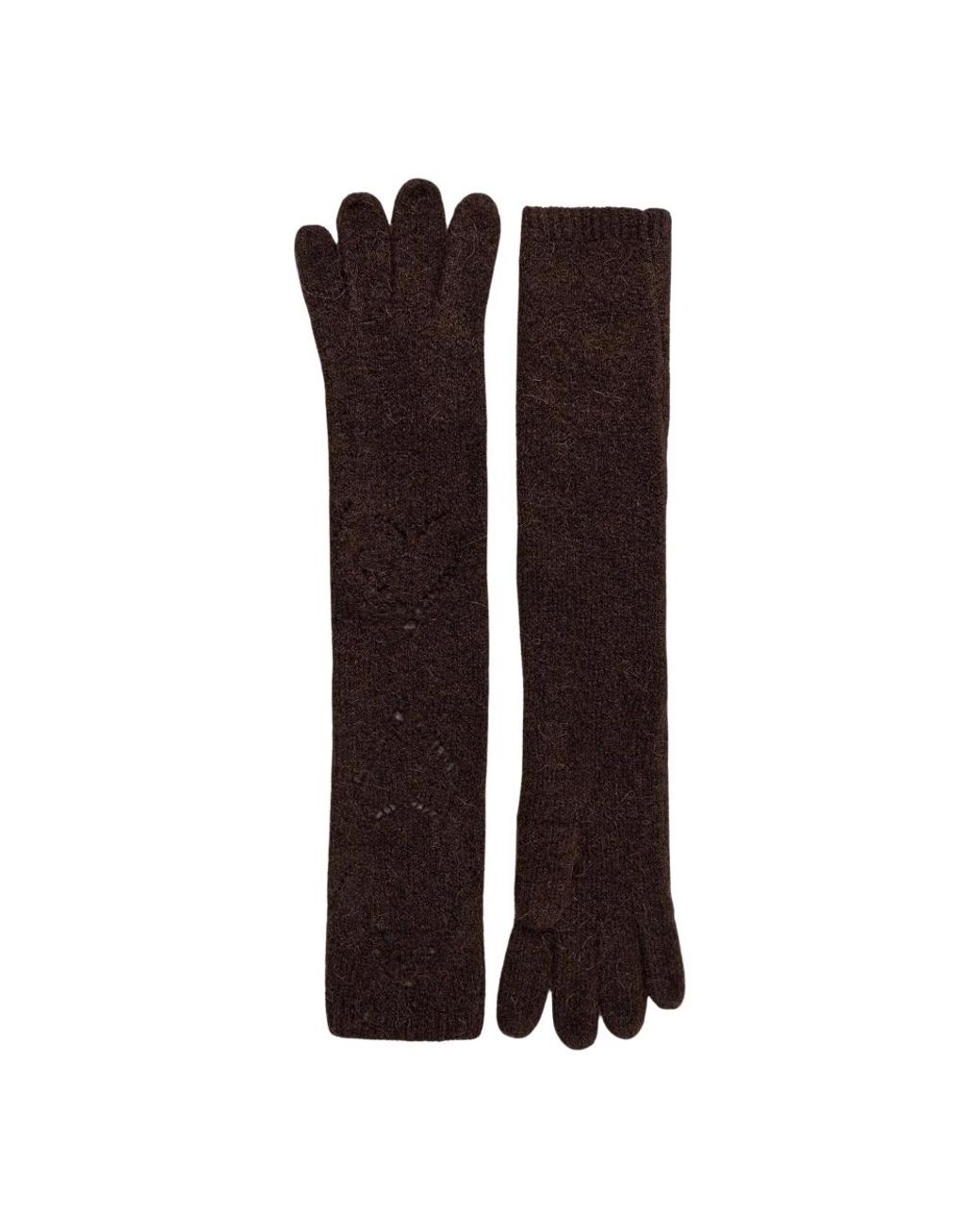 Twinset Brown Lange Strickhandschuhe