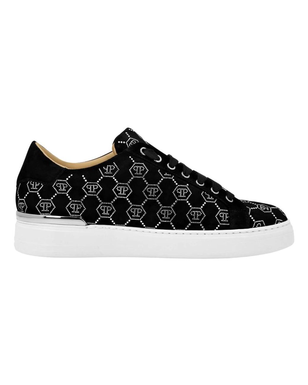 Philipp Plein Nappa Leder Lo-Top Sneakers Strass Monogram in Black für Herren
