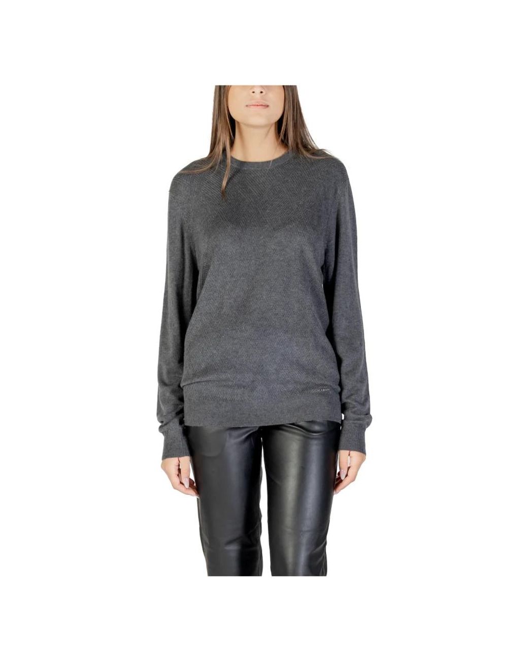 Guess Gray Round-Neck Knitwear