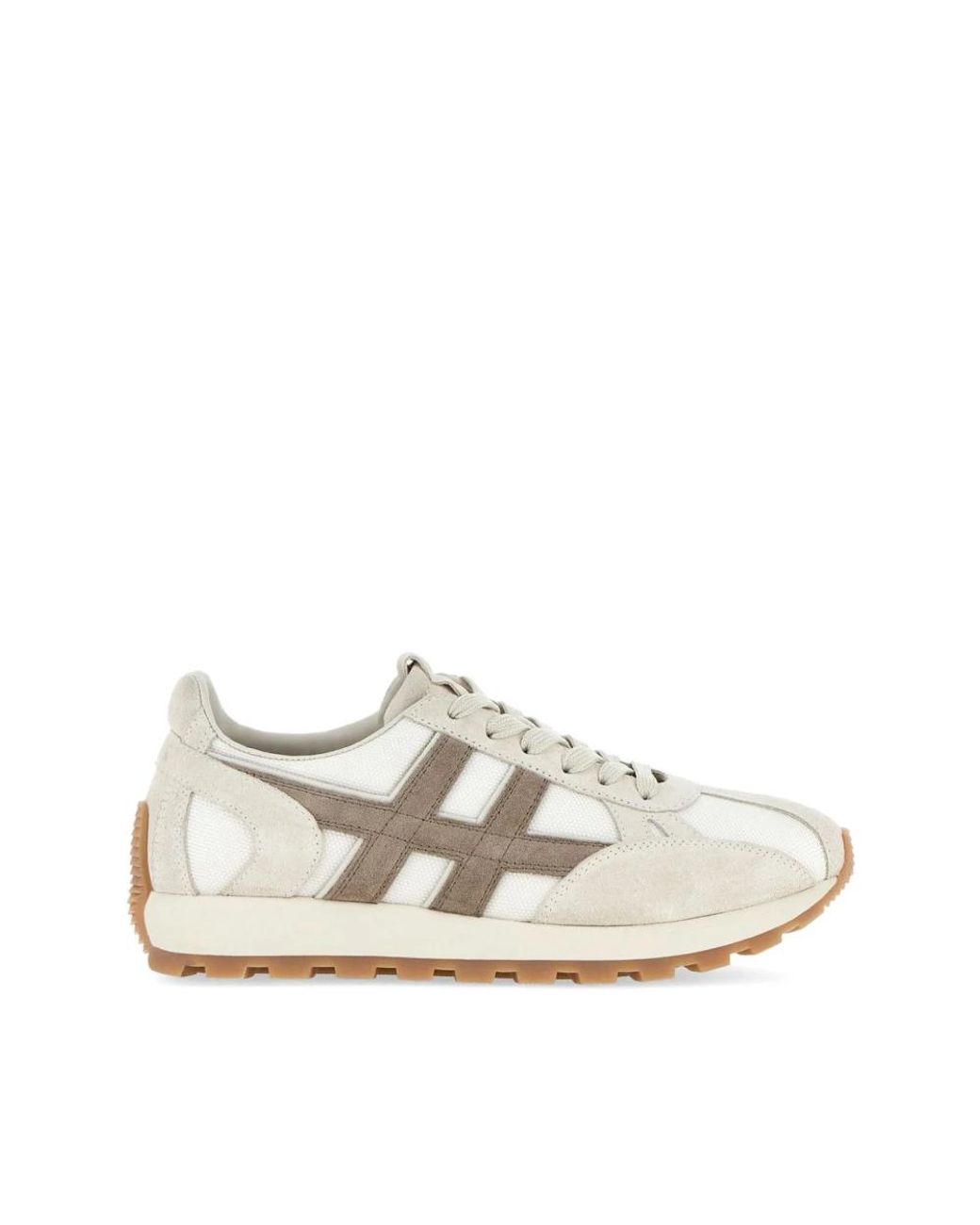 Hogan White Mesh Design Sneakers With Suede Trim for men