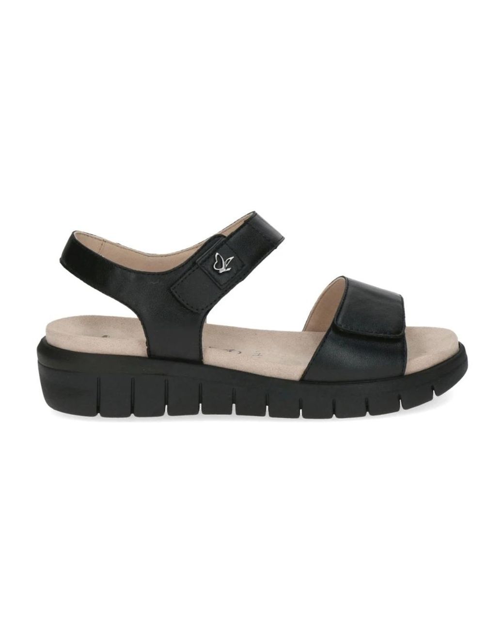 Caprice Schoenen ,Zwart ,Zwarte Casual Open Platte Sandalen in het Black
