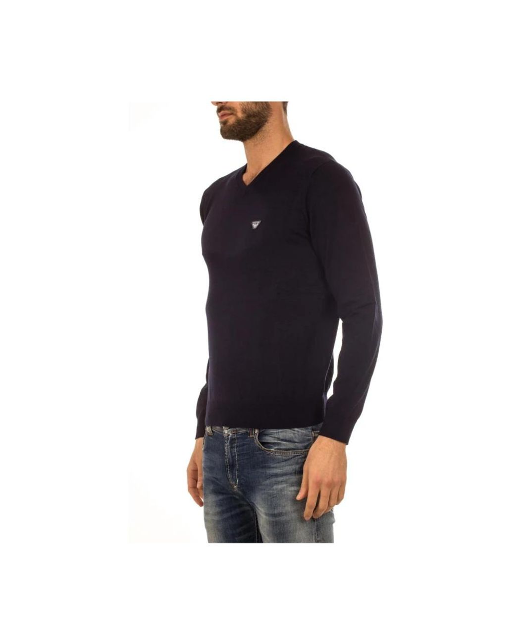 Armani Jeans Black V-Neck Knitwear for men