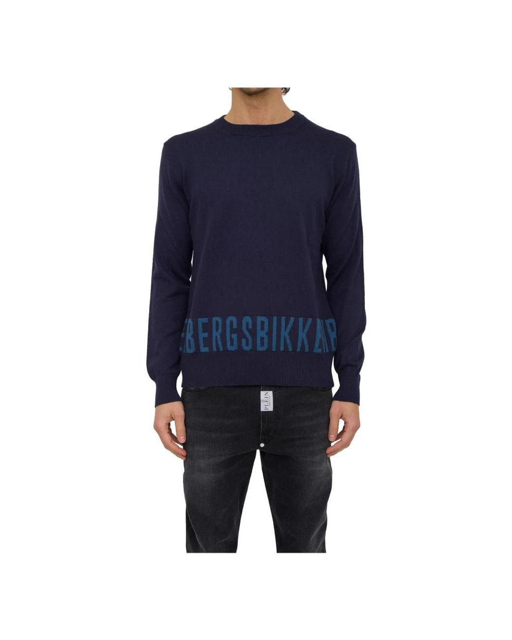 Bikkembergs Blue Round-Neck Knitwear for men