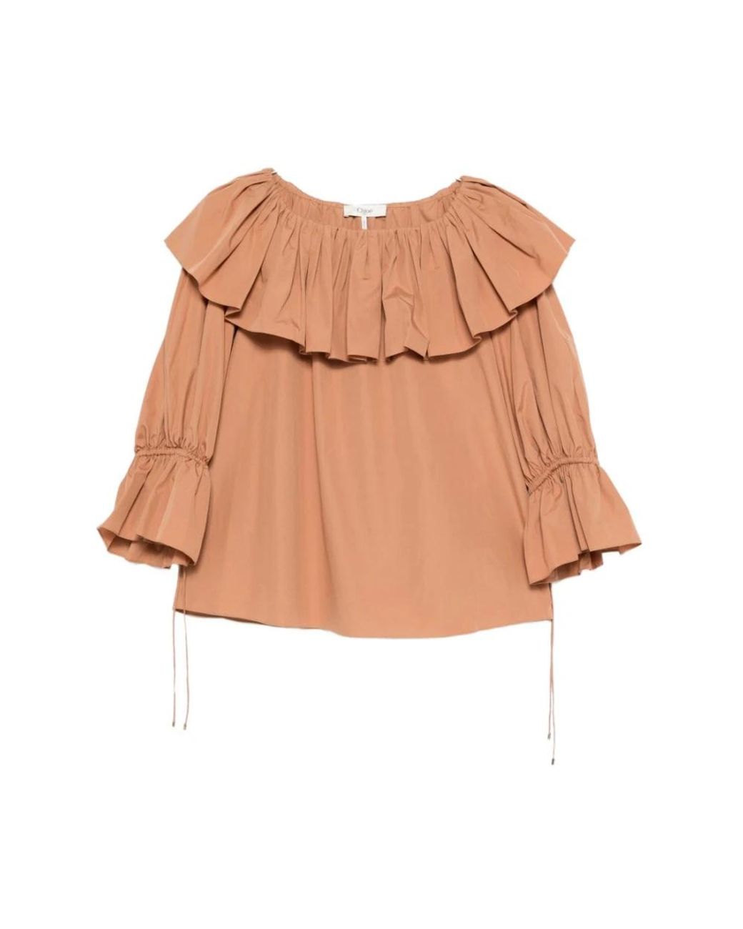 Chloé Brown Gerüschte Bluse