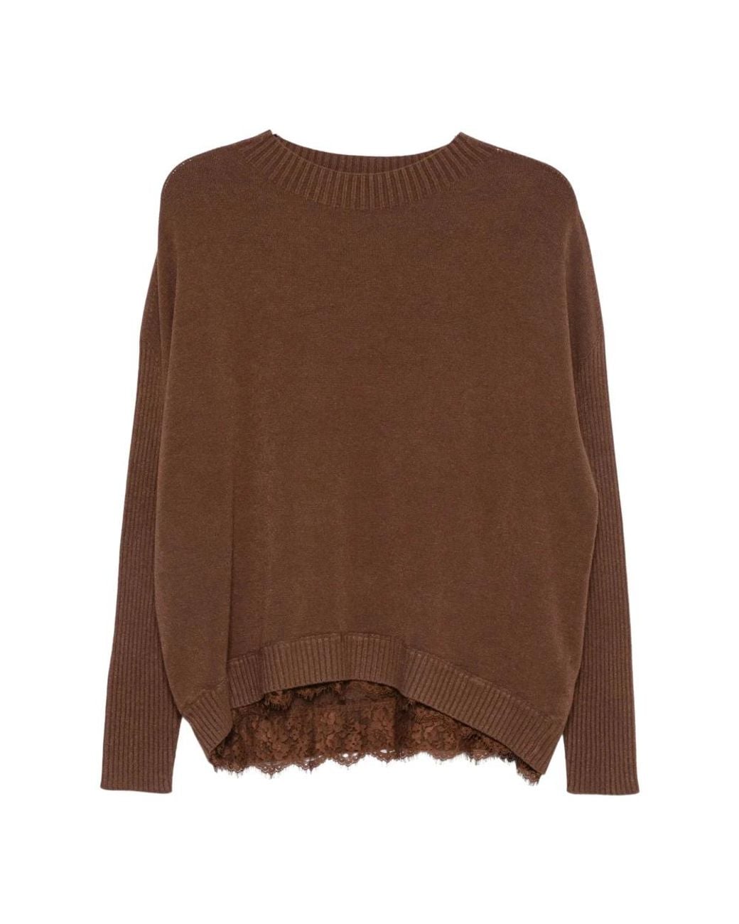 Ermanno Scervino Brown Round-Neck Knitwear