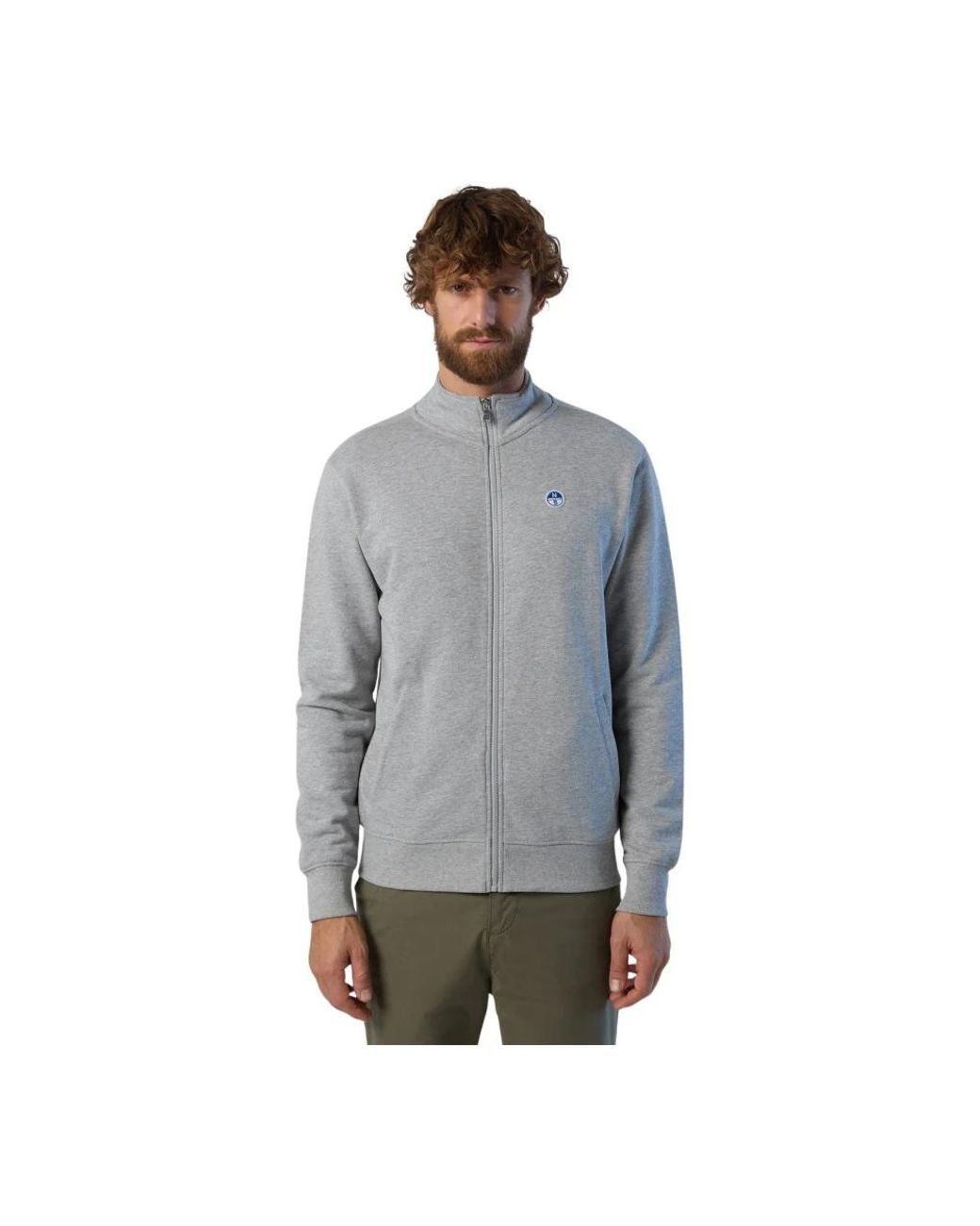 North Sails Hoodies & Sweatvesten ,Grijs ,Katoen Basic Full Zip Sweatshirt in het Gray voor heren