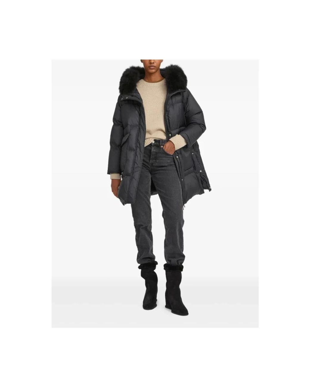 Yves Salomon Black Down Coats