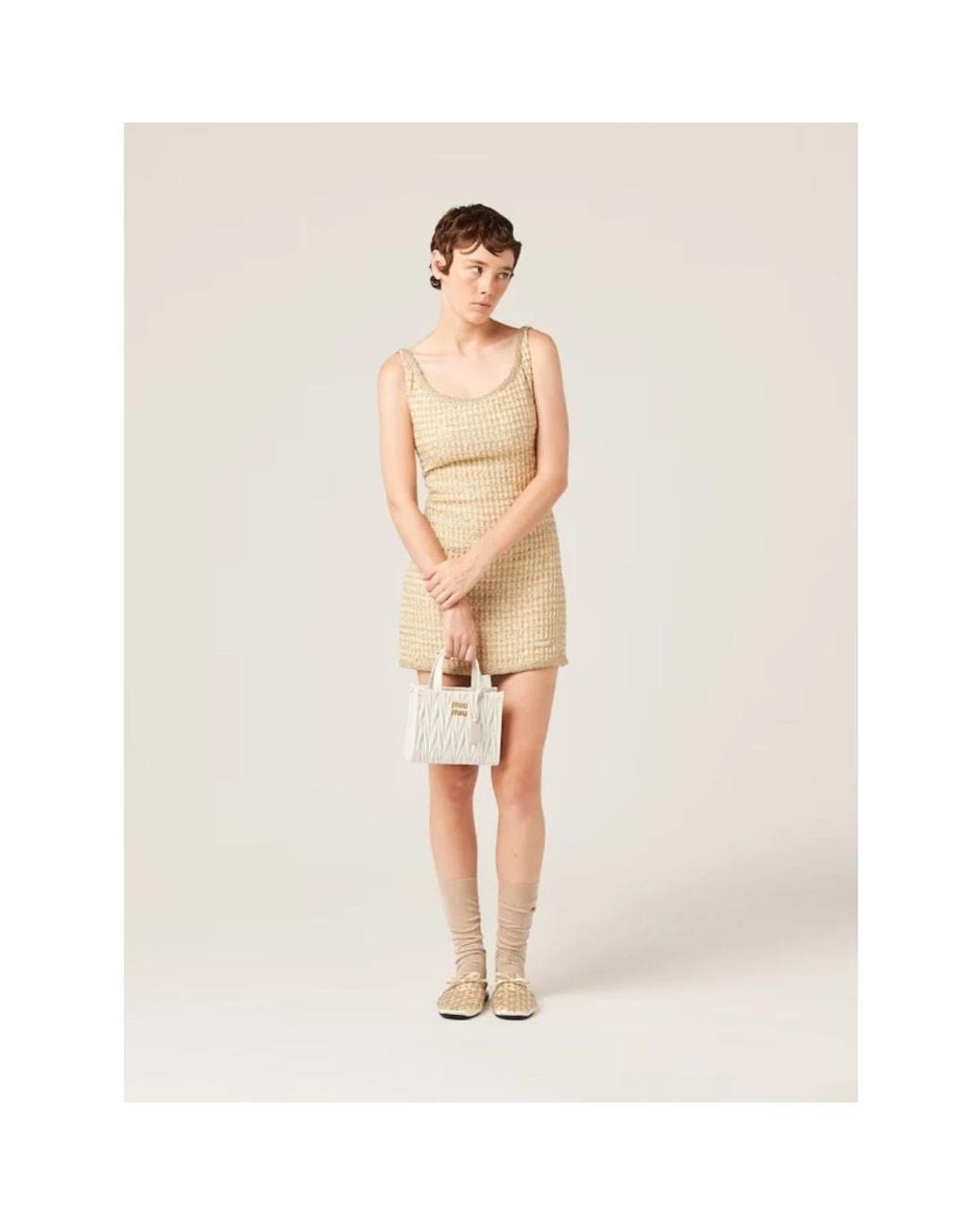 Miu Miu Natural Short Dresses