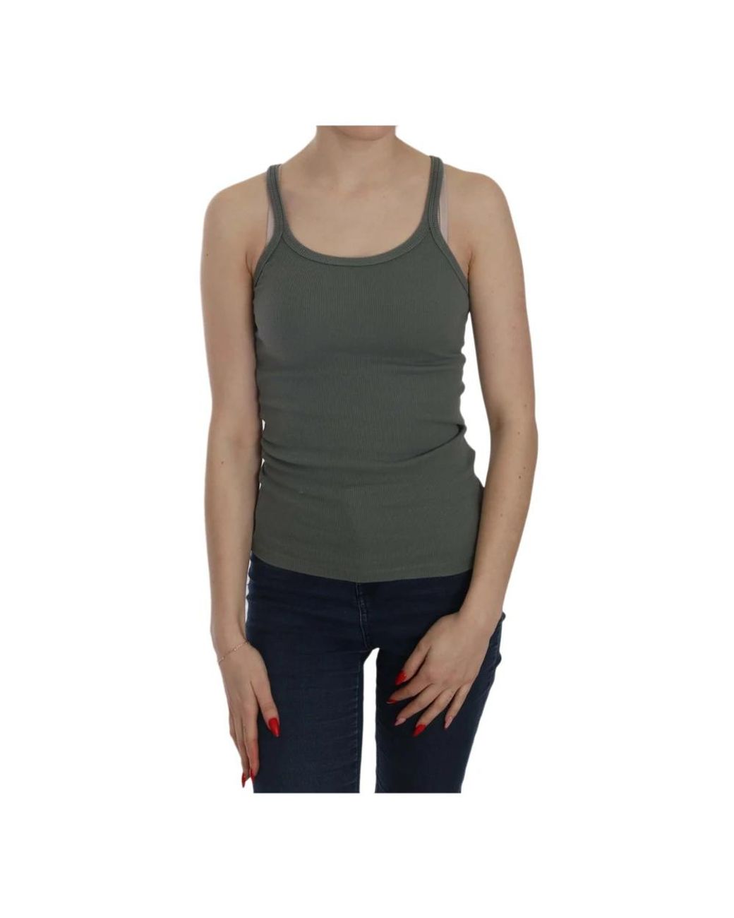Pink Memories Gray Sleeveless Tops