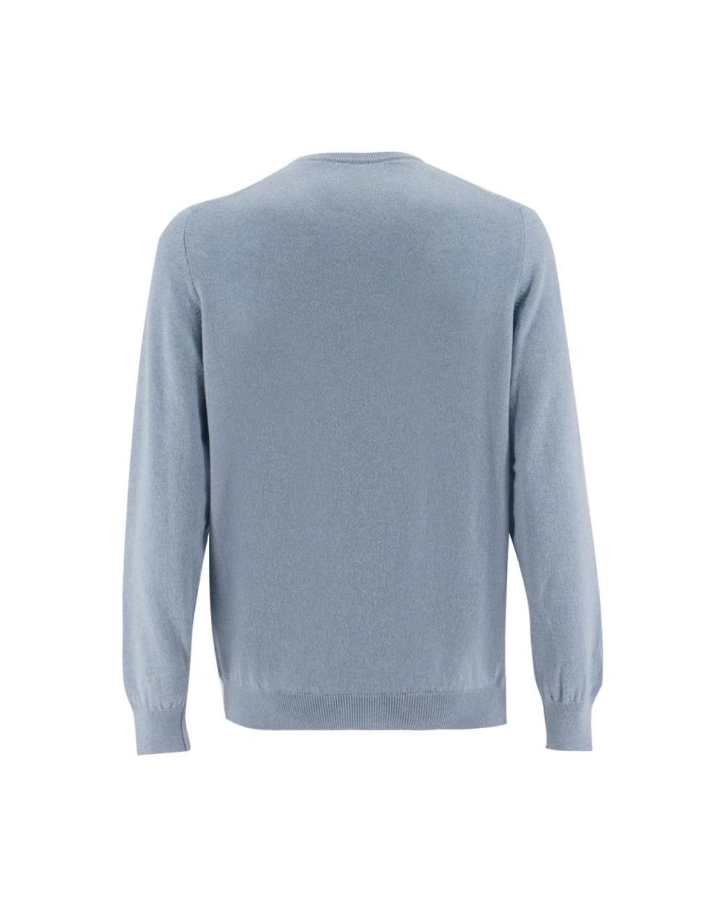 Fedeli Blue Round-Neck Knitwear for men