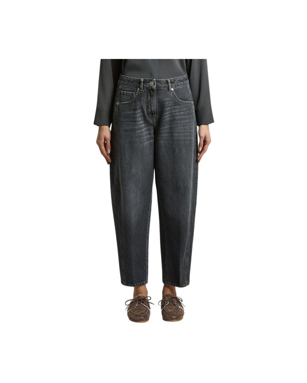 Peserico Gray Cropped Jeans